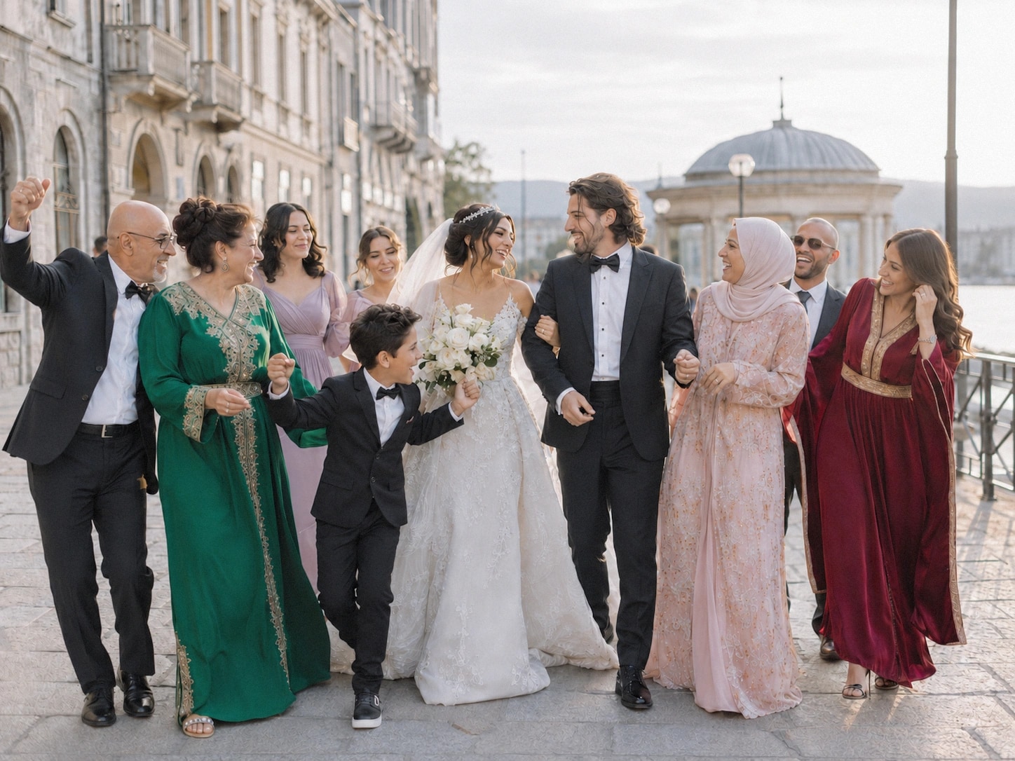 Mariés avec famille et invités